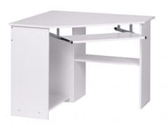 Bruxxi Rohový počítačový stůl s výsuvnou klávesnicí Roman, 103 cm, bílá