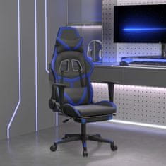 shumee Herní židle s podnožkou černá a modrá umělá kůže