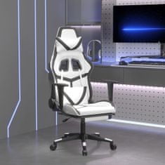 Greatstore Masážní herní židle s podnožkou bílá a černá umělá kůže