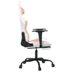 Vidaxl Herní židle s podnožkou bílá a růžová umělá kůže