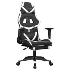 shumee Herní židle s podnožkou černá a bílá umělá kůže