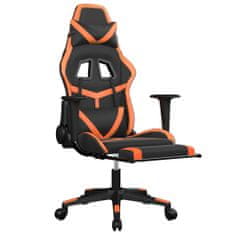 shumee Herní židle s podnožkou černá a oranžová umělá kůže