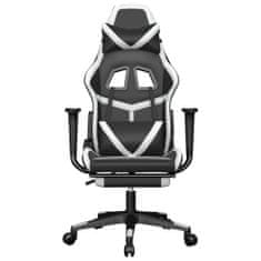 Vidaxl Masážní herní židle s podnožkou černá a bílá umělá kůže