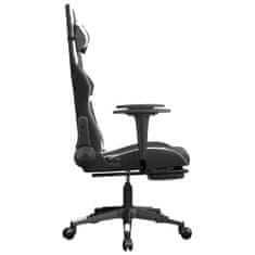 shumee Herní židle s podnožkou černá a bílá umělá kůže