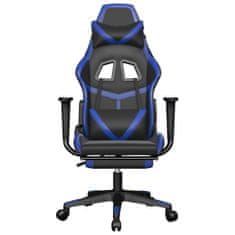 shumee Herní židle s podnožkou černá a modrá umělá kůže