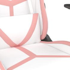 Greatstore Herní židle s podnožkou bílá a růžová umělá kůže