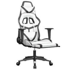 Greatstore Herní židle s podnožkou bílá a černá umělá kůže