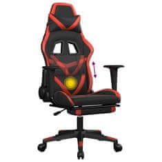 Vidaxl Masážní herní židle s podnožkou černá a červená umělá kůže