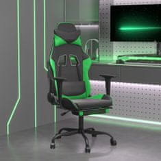 Vidaxl Masážní herní židle s podnožkou černá a zelená umělá kůže