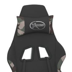 Vidaxl Masážní herní židle s podnožkou černá a maskáčová textil