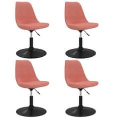 Vidaxl Otočné jídelní židle 4 ks růžové samet