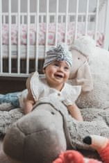 ENIE BABY Turban - dětská čepice Grey Leaves, 6-9 měsíců