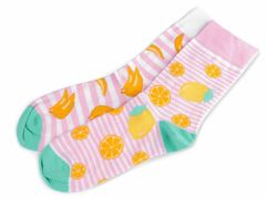 Kraftika 1pár (vel.43-46) růžová stromeček veselé bavlněné ponožky