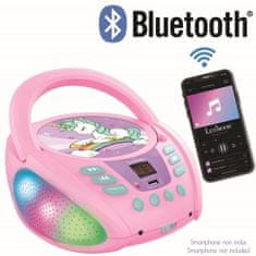 Lexibook Přenosný přehrávač CD Unicorn Bluetooth se světelnými efekty a připojením USB