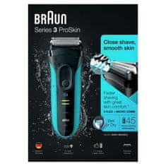 Braun Elektrický holicí strojek s funkcí mokrého nabíjení a sušení BRAUN Series 3 ProSkin 3040s, modrý
