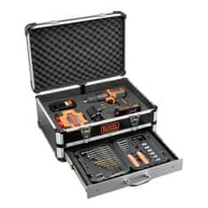 VERVELEY BLACK & DECKER, Příklepová vrtačka, 2x18 V lithium-iontová baterie + 80 kusů příslušenství v kufru, černá a oranžová barva
