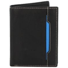 Diviley Trendová pánská kožená peněženka Mluko, černá - modrá