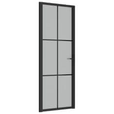 Greatstore Interiérové dveře 76 x 201,5 cm černé matné sklo a hliník