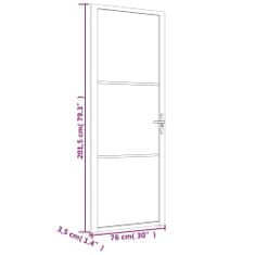 Greatstore Interiérové dveře 76x201,5 cm Bílá matná sklo a hliník