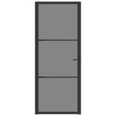 Greatstore Interiérové dveře 83x201,5 cm Černé ESG sklo a hliník