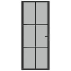 Greatstore Interiérové dveře 83x201,5 cm černé matné sklo a hliník