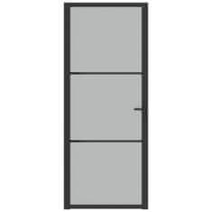 Greatstore Interiérové dveře 83x201,5 cm černé matné sklo a hliník