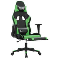 Greatstore Herní židle s podnožkou černá a zelená umělá kůže