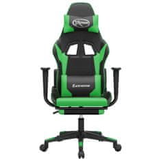 shumee Herní židle s podnožkou černá a zelená umělá kůže