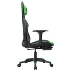 Greatstore Herní židle s podnožkou černá a zelená umělá kůže