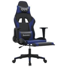 Vidaxl Herní židle s podnožkou černá a modrá umělá kůže