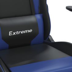 Greatstore Masážní herní židle s podnožkou černá a modrá umělá kůže
