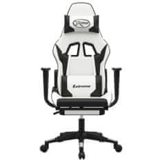 Vidaxl Herní židle s podnožkou bílá a černá umělá kůže