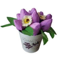 IDARY Mýdlová kytice s tulipány - Fialová
