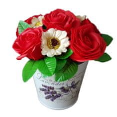 IDARY Mýdlová kytice s velkými růžemi - Červená