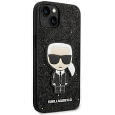 Karl Lagerfeld KLHCP14SGFKPK hard silikonové pouzdro iPhone 14 6.1" black Glitter Flakes Ikonik