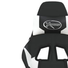 Vidaxl Masážní herní židle s podnožkou černá a bílá umělá kůže