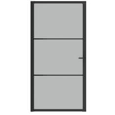 Greatstore Interiérové dveře 102,5x201,5 cm černé matné sklo a hliník
