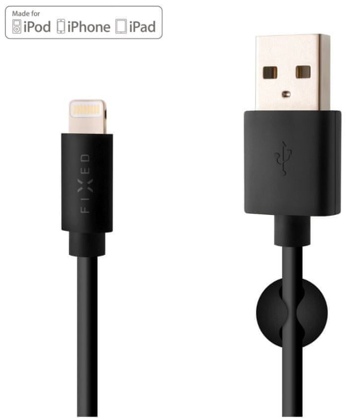 Levně FIXED Datový a nabíjecí kabel s konektory USB/Lightning, 1 metr, MFI certifikace, FIXD-UL-BK černý