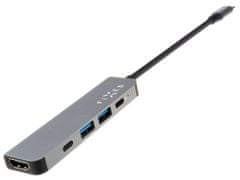 FIXED 5-portový hliníkový USB-C HUB Mini pro notebooky a tablety, FIXHU-MN-GR šedý