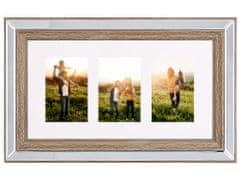 Beliani Rámeček na 3 fotografie zrcadlový efekt barva tmavého dřeva SINTA