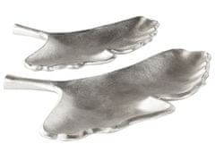 Beliani Sada dekorativních podnosů ve tvaru listů stříbrná PALENQUE