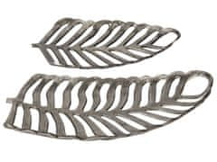 Beliani Sada dekorativních podnosů ve tvaru listů stříbrná AMNISOS