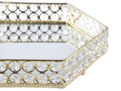 Beliani Zrcadlový dekorativní podnos šestihranný zlatý VATAN