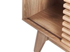 Beliani Dřevěný televizní stolek s odkládací policí CLEVELAND světlé dřevo
