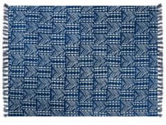 Beliani Bavlněná přikrývka 130 x 180 cm modrá SHIVPURI