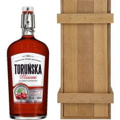 Toruńskie Wódki Višňový likér 0,5 l v dřevěném boxu | Tradycyjny Trunek Gatunkowy Toruńska Wiśniowa | 500 ml | 32 % alkoholu