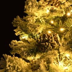 Greatstore Vánoční stromek zasněžený s LED a šiškami 150 cm PVC a PE