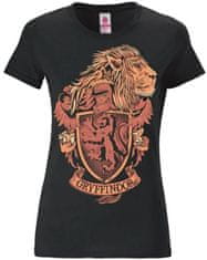 CurePink Dámské tričko Harry Potter: Gryffindor Logo (S) černé bavlna