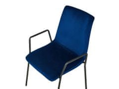 Beliani Sada 2 sametových tmavě modrých židlí JEFFERSON