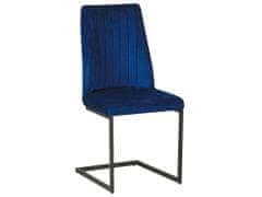 Beliani Sada 2 sametových modrých jídelních židlí LAVONIA